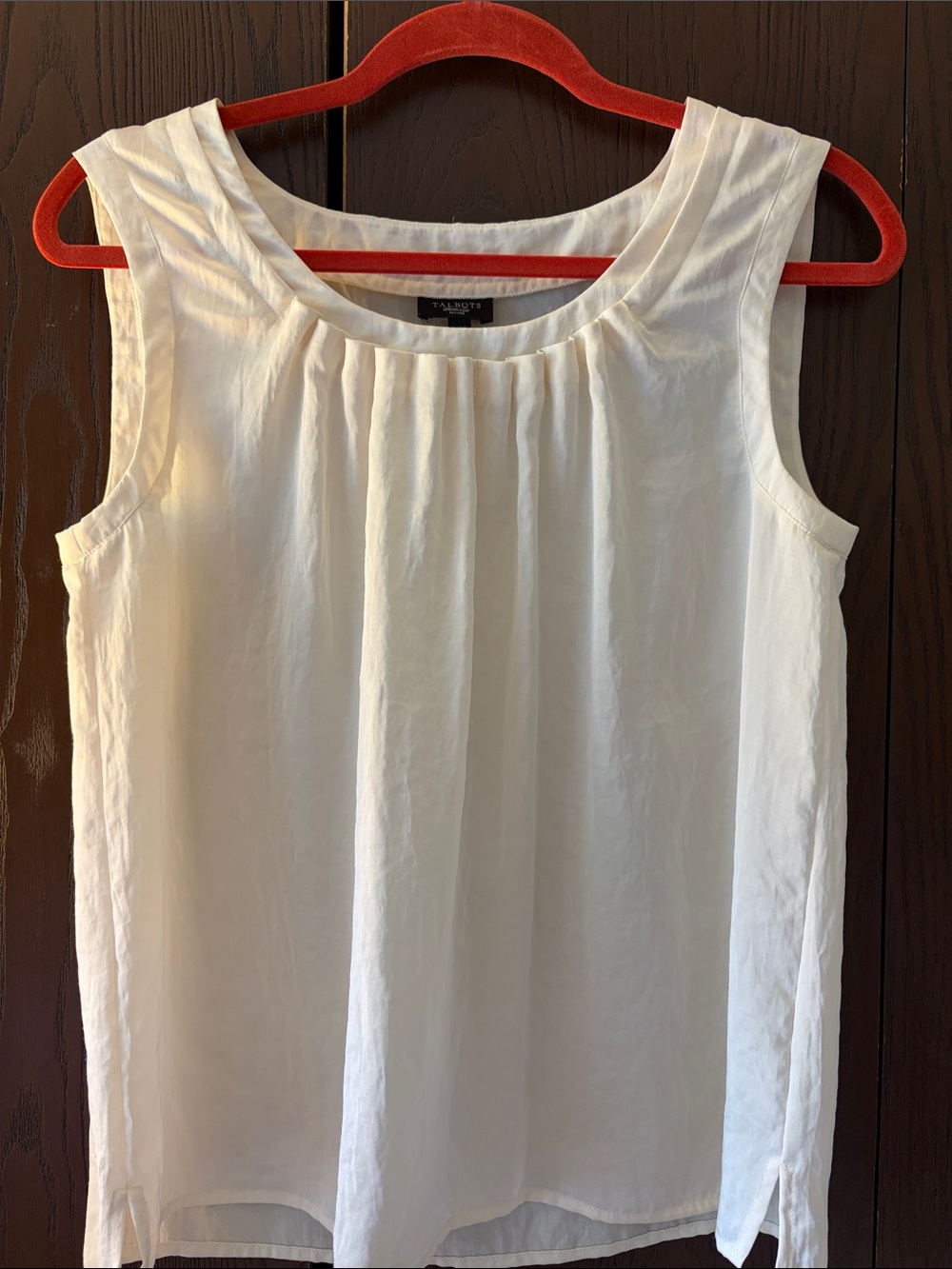 Talbots Cream Sleeveless Pleated Camisole. Size Small